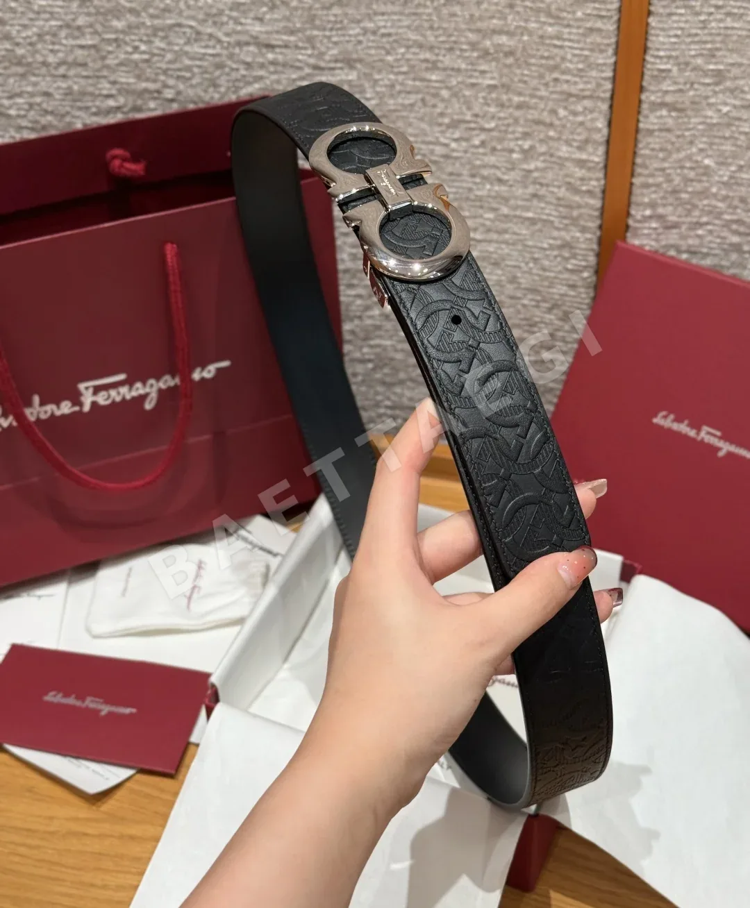 페레가모 간치니 버클 양면 가죽 벨트 상세 이미지 4