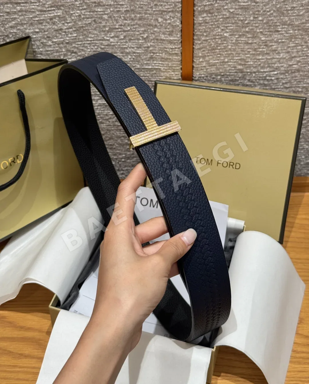 톰포드 브라운 엮은 가죽 벨트 상세 이미지 3