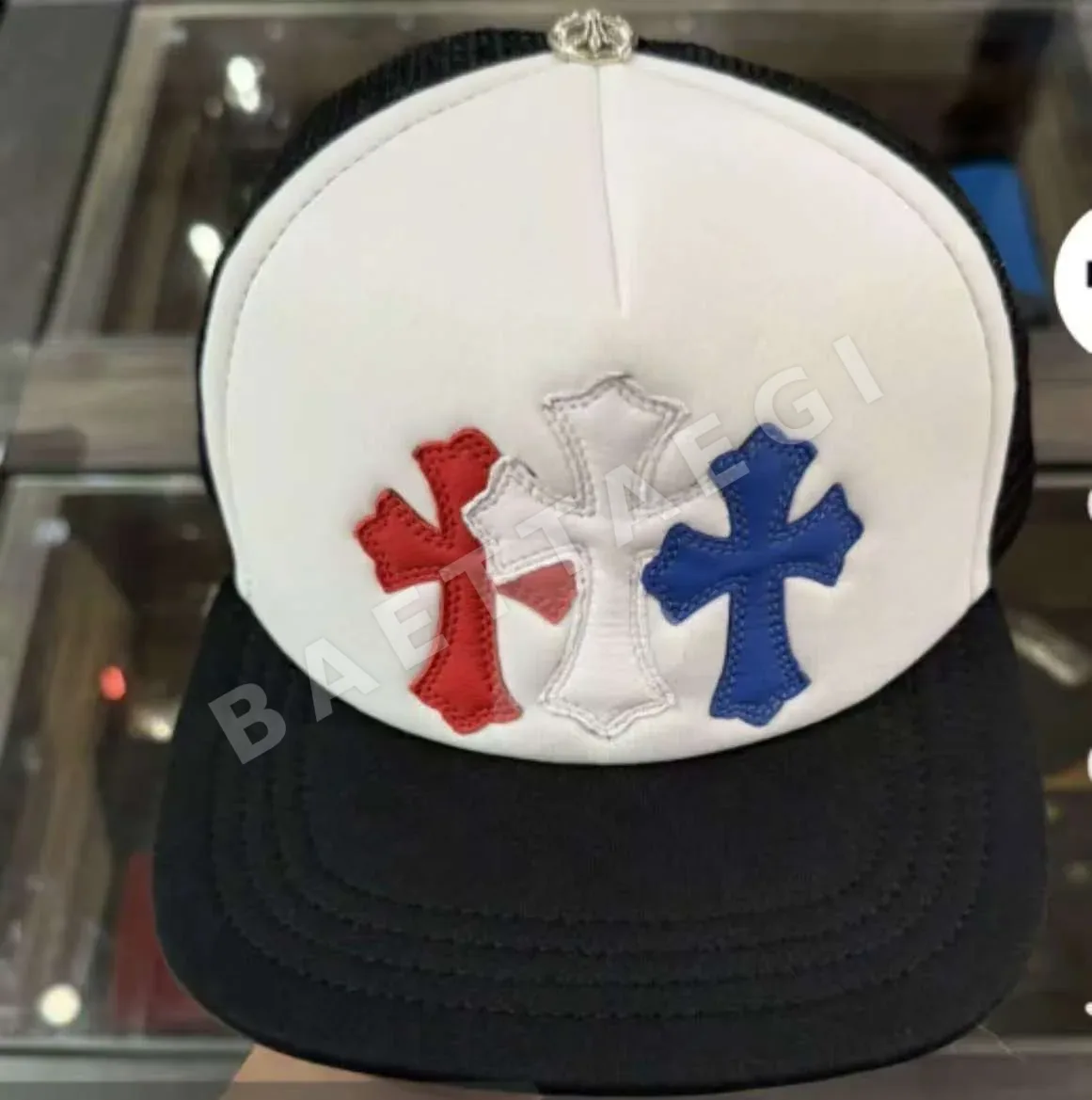 크롬하츠 크로스 패턴 가죽 베이스볼캡 상세 이미지 5