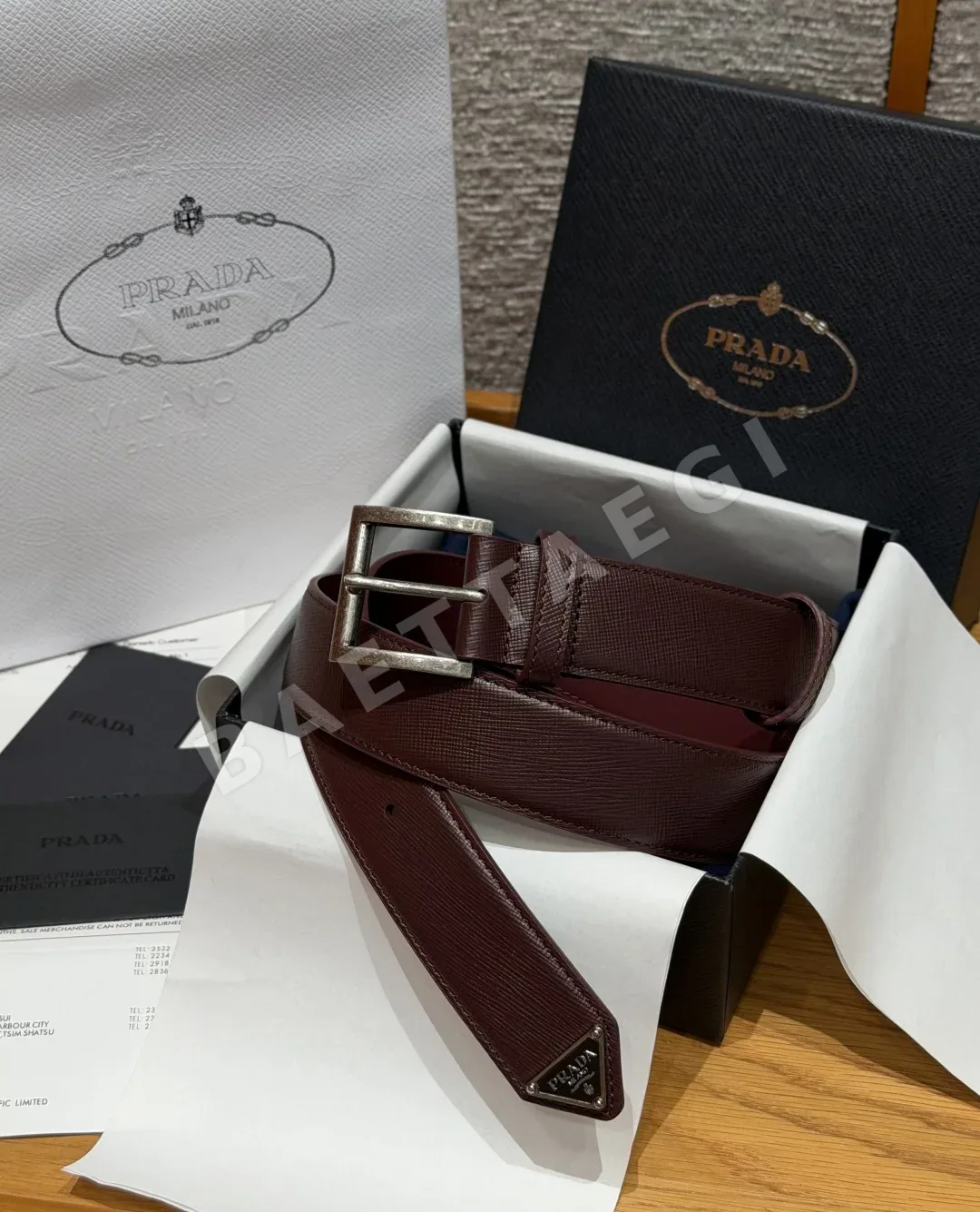 프라다 사피아노 가죽 남성 벨트 179413