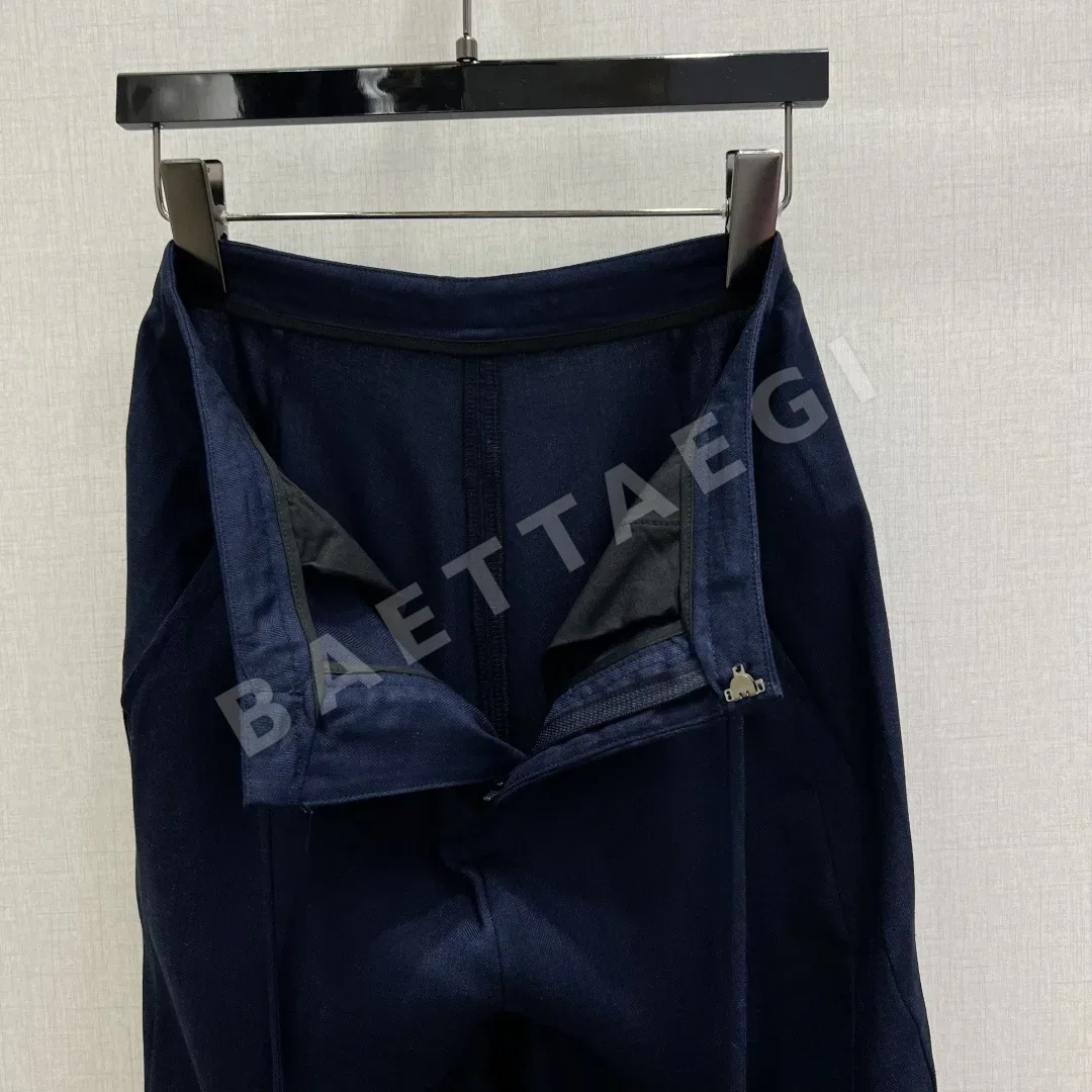 생로랑 메탈 벨트 린넨 와이드 팬츠 상세 이미지 5