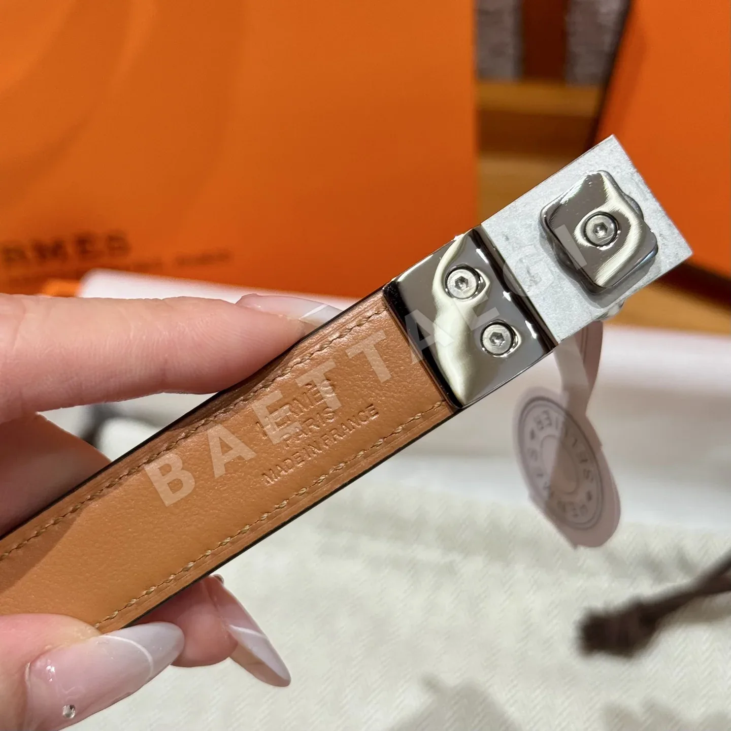 에르메스 켈리 금도금 버클 카프스킨 여성 벨트 상세 이미지 6
