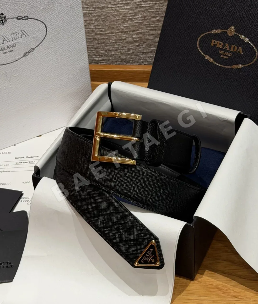 프라다 사피아노 가죽 남성 벨트 33mm 179399