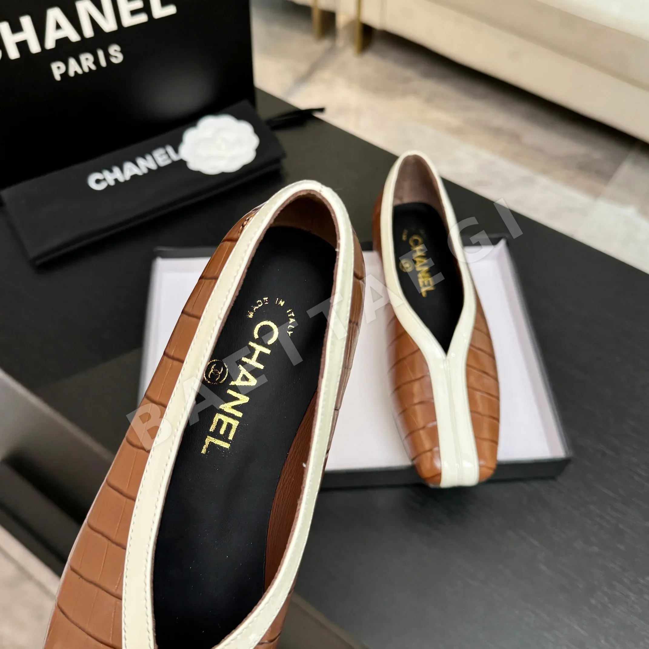 샤넬 26C 더블 C 컬러블럭 플랫슈즈 상세 이미지 3