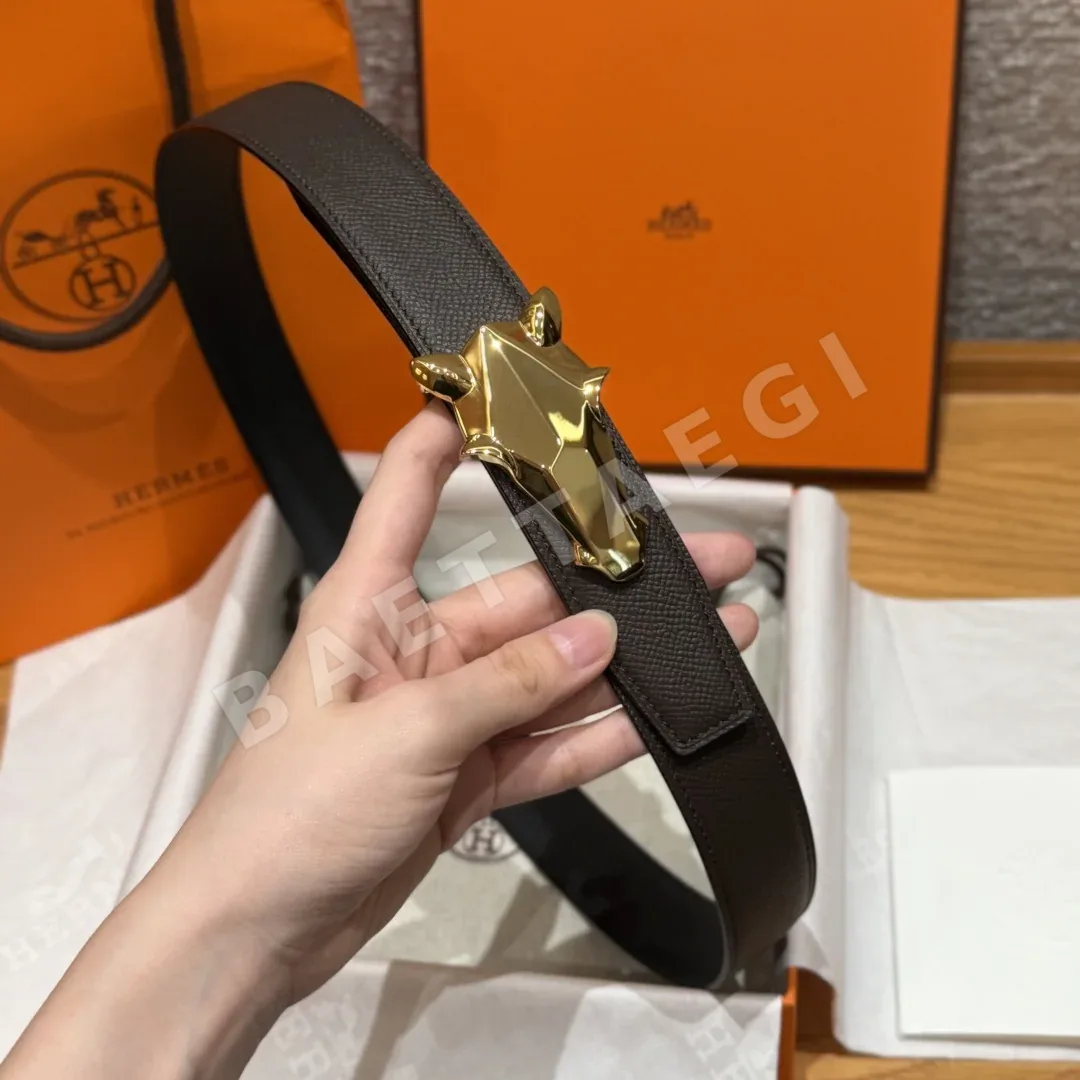 에르메스 셰느당클 링크 버클 양면 가죽 벨트 상세 이미지 4