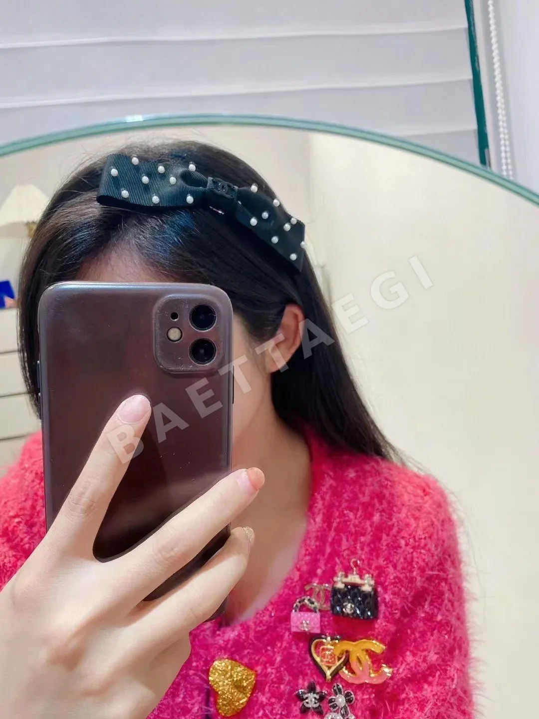 샤넬 진주 리본 헤어클립 헤드밴드 상세 이미지 8