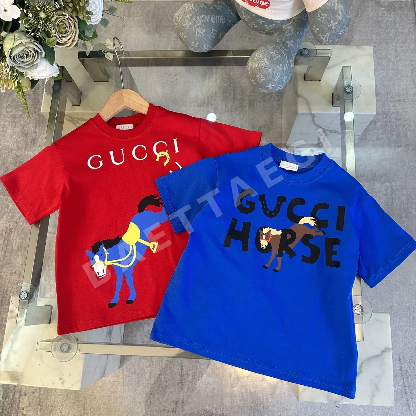 구찌 GUCCI* *Qi 2026 早春子供服 新作 半袖 新年プリント 発泡Tシャツ、オリジナル品質、230g ヘビーウェ 상세 이미지 9