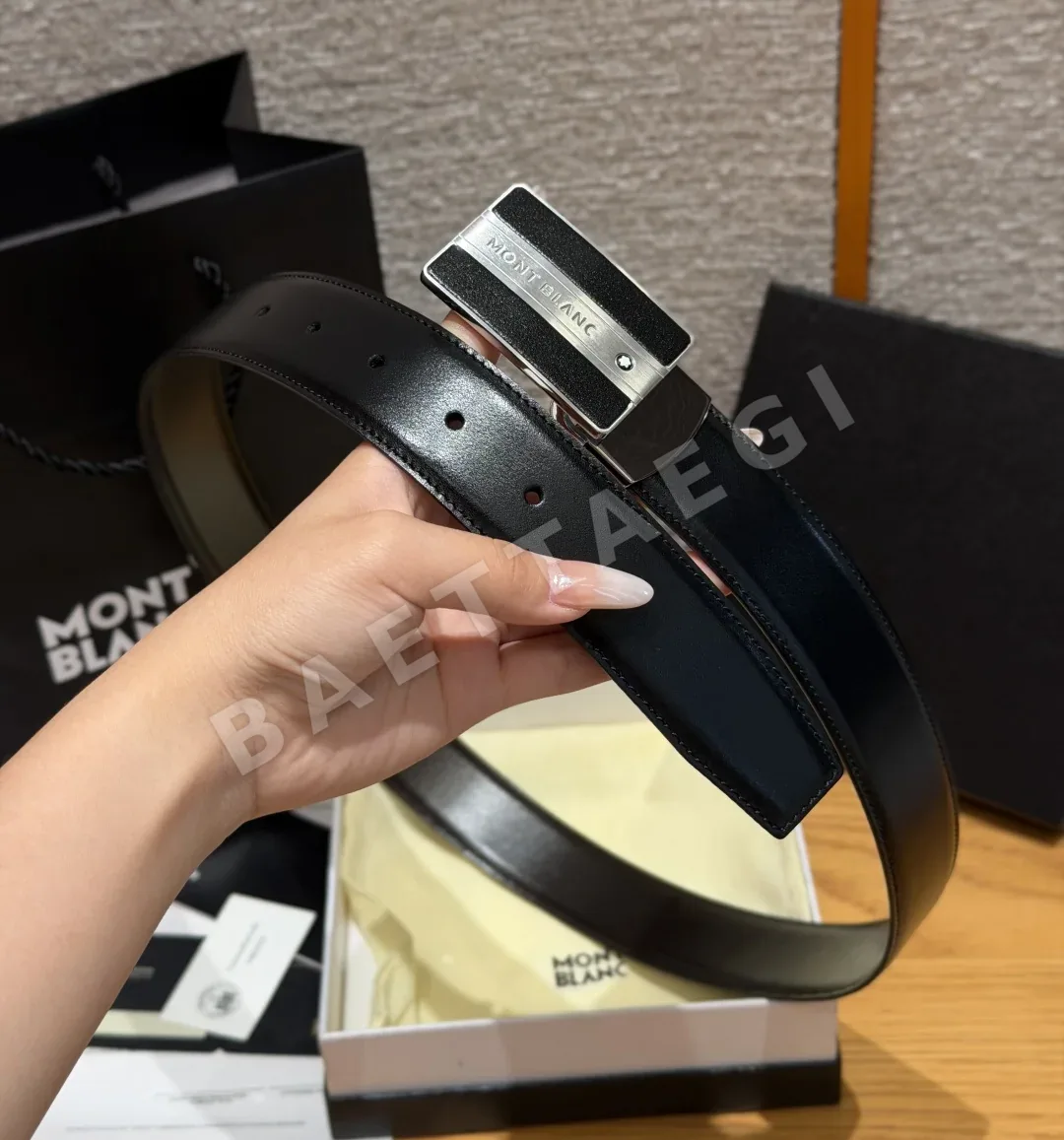 몽블랑 양면 자동 버클 가죽 벨트 상세 이미지 9
