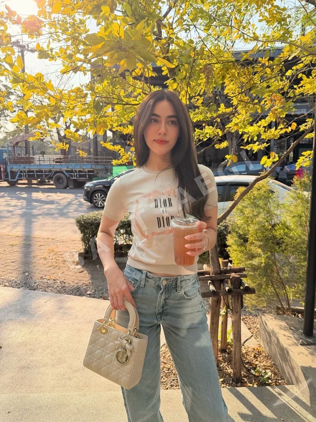 디올 누드 핑크 자수 크루넥 반팔 니트탑 상세 이미지 6