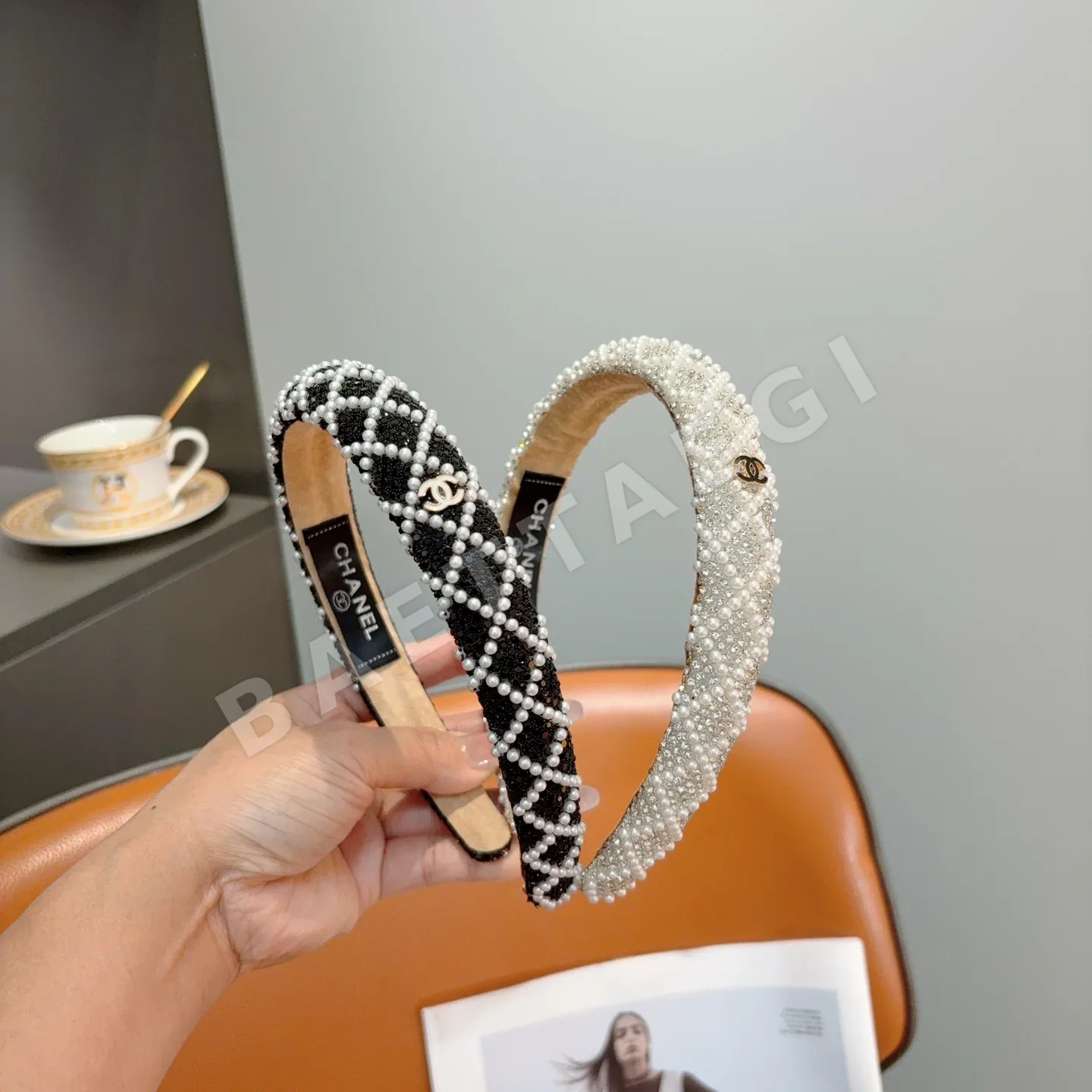 샤넬 진주 헤드밴드 헤어악세사리 182822