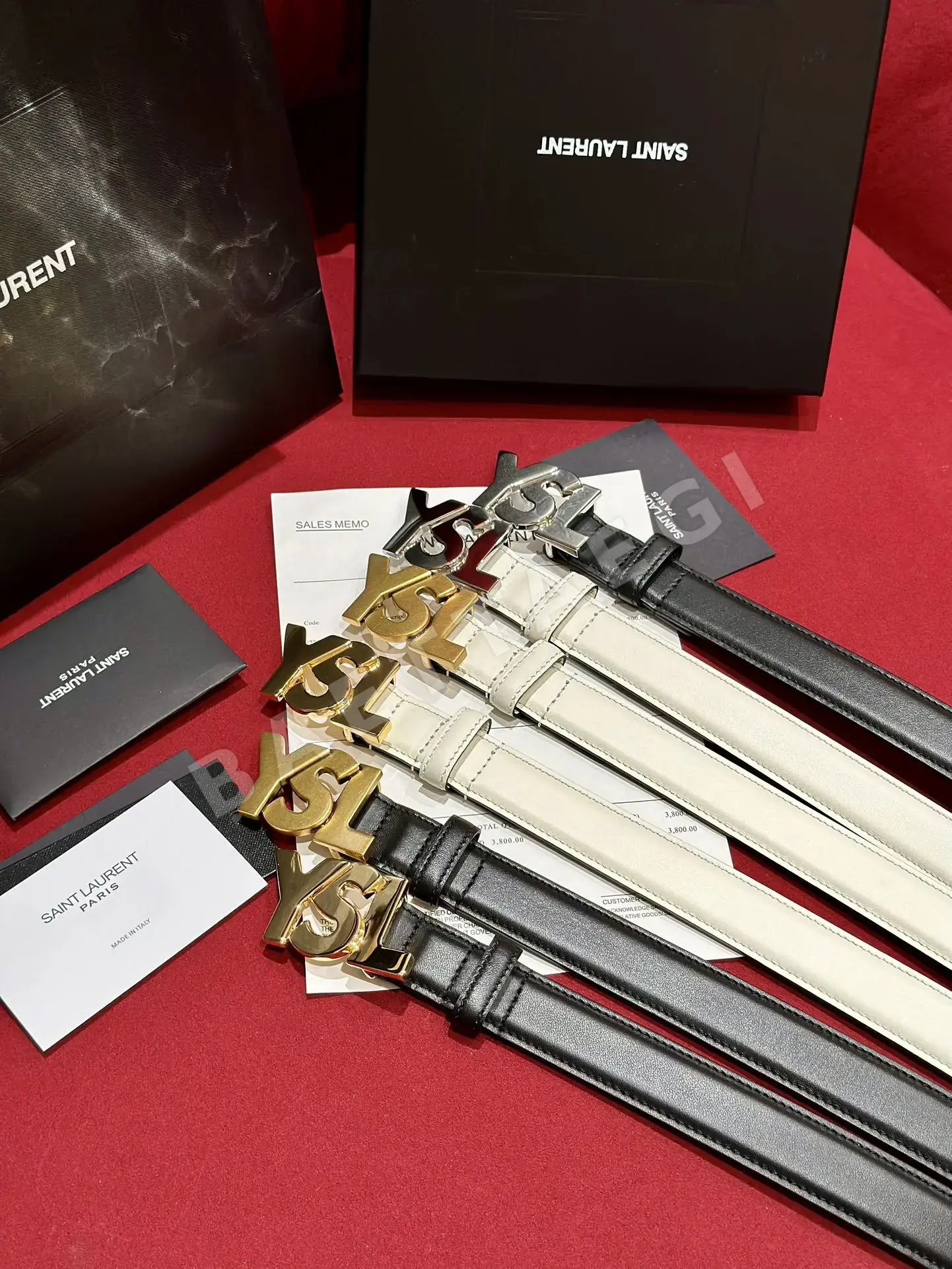 생로랑 YSL 금속 버클 양면 송아지가죽 벨트 상세 이미지 2