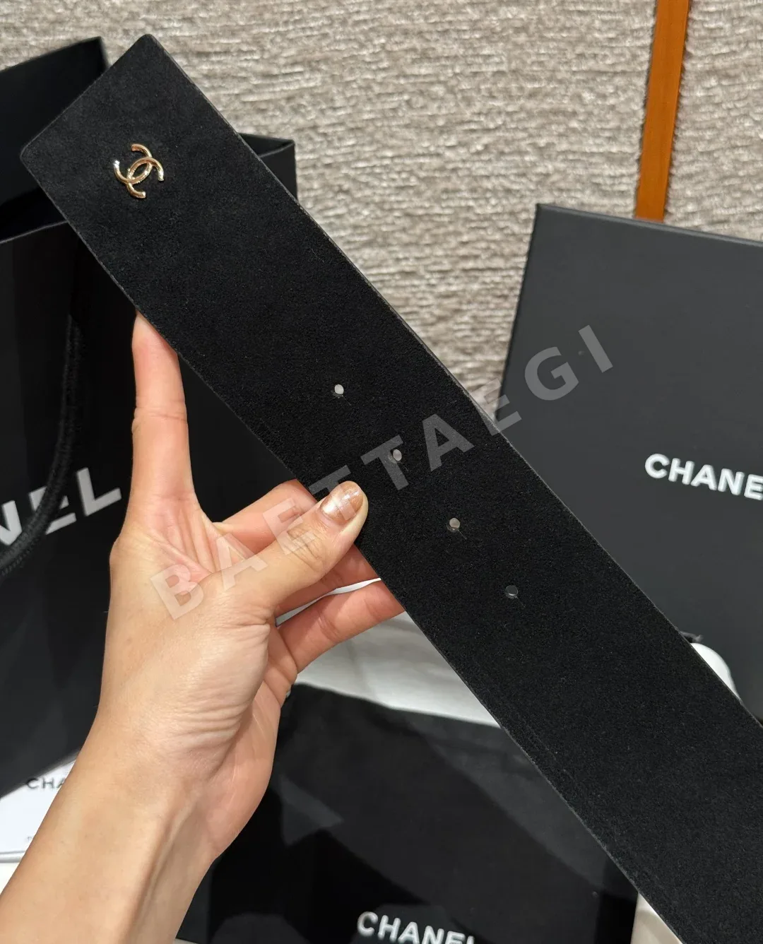 샤넬 스웨이드 실버 체인 버클 벨트 상세 이미지 6