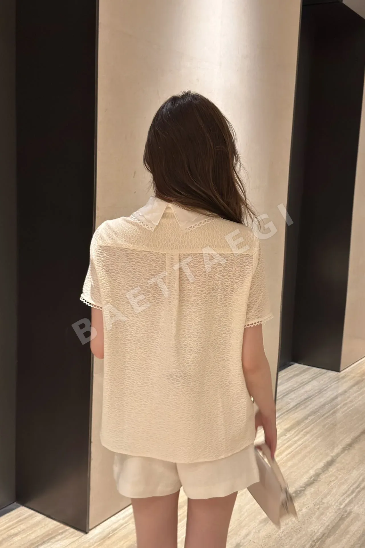 미우미우 피터팬 레이스 카라 반팔 셔츠 상세 이미지 3