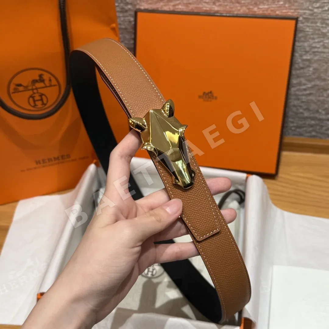에르메스 셰느당크르 링크 양면 가죽 벨트 상세 이미지 4