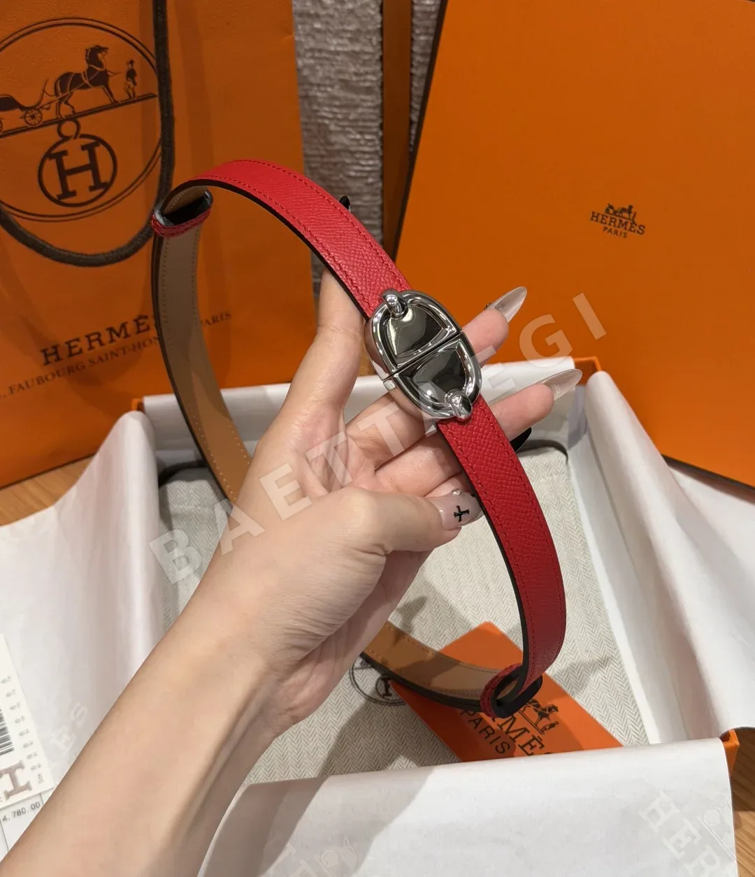 에르메스 H 브레슬릿 메탈 버클 앱송 가죽 벨트 상세 이미지 2