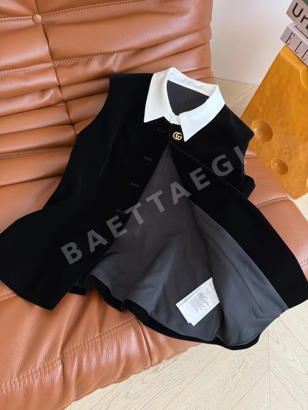 구찌 더블 G 골드 버클 벨벳 조끼 상세 이미지 6