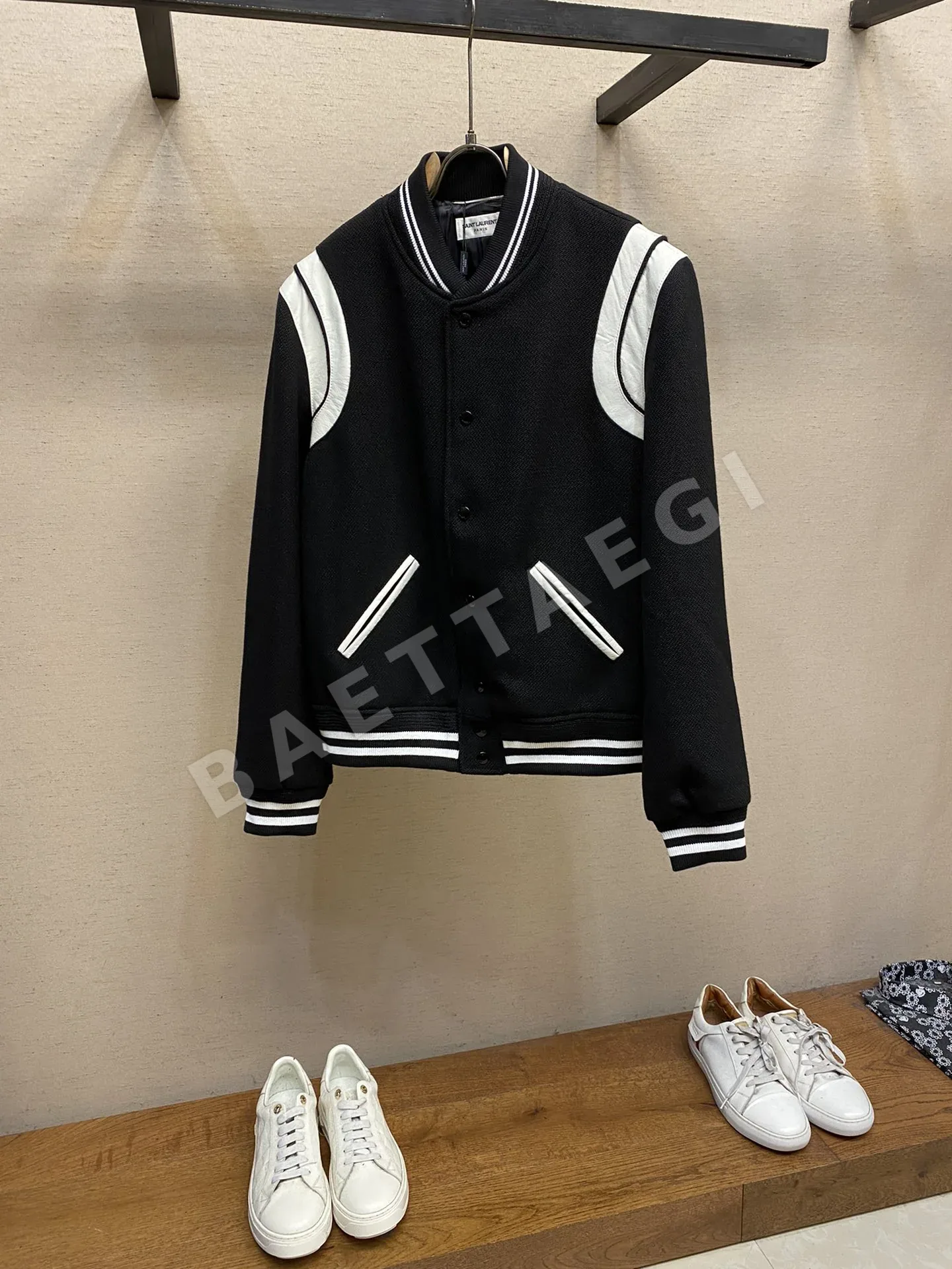 생로랑 울 패치워크 베이스볼 자켓 남성 자켓 207586