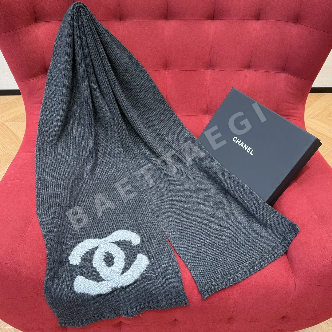 샤넬 라지 로고 니트 머플러 179898