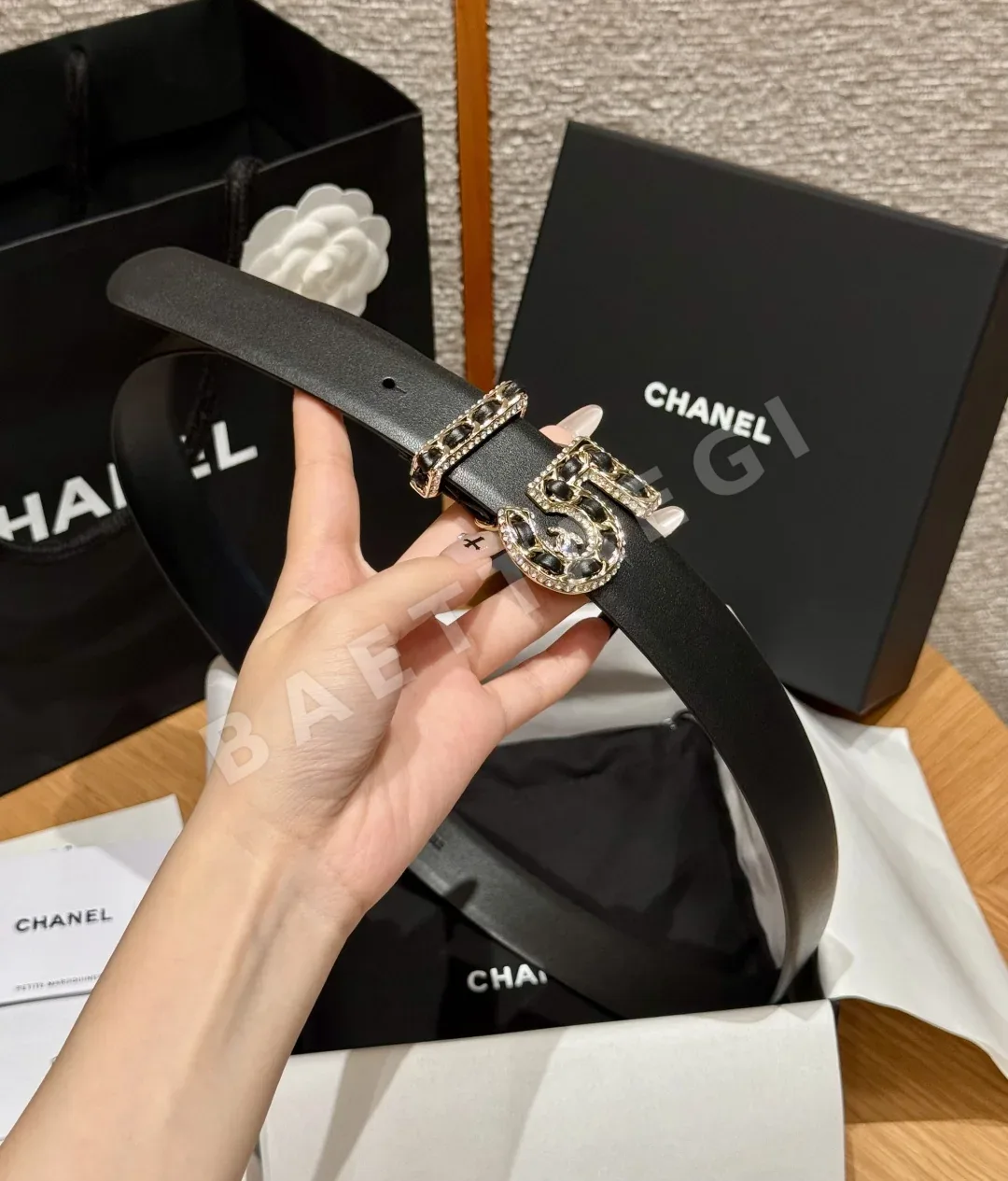 샤넬 클래식 더블 C 골드 버클 소가죽 벨트 상세 이미지 4