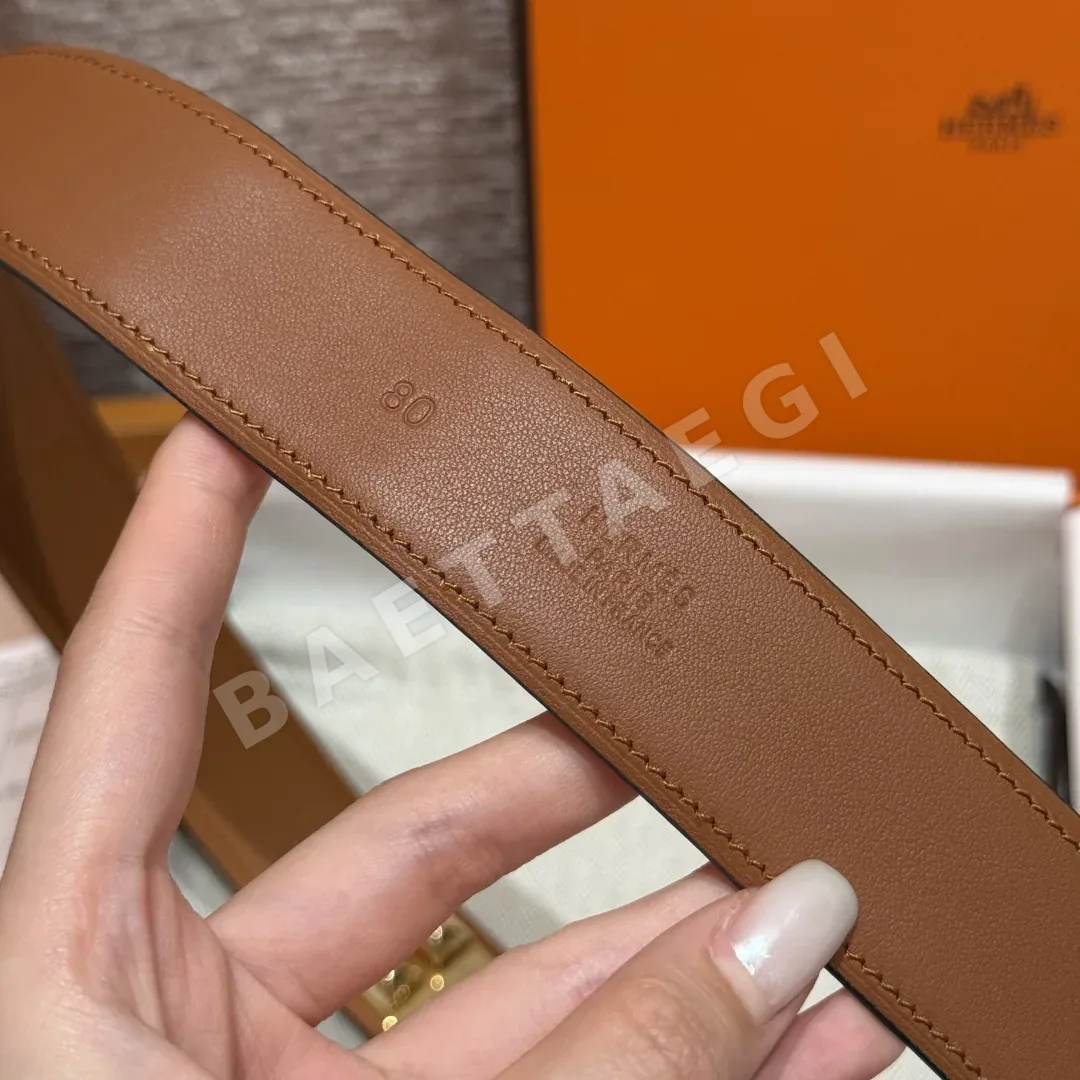 에르메스 코리에르 뒤 시앙 송아지가죽 벨트 32mm 상세 이미지 9