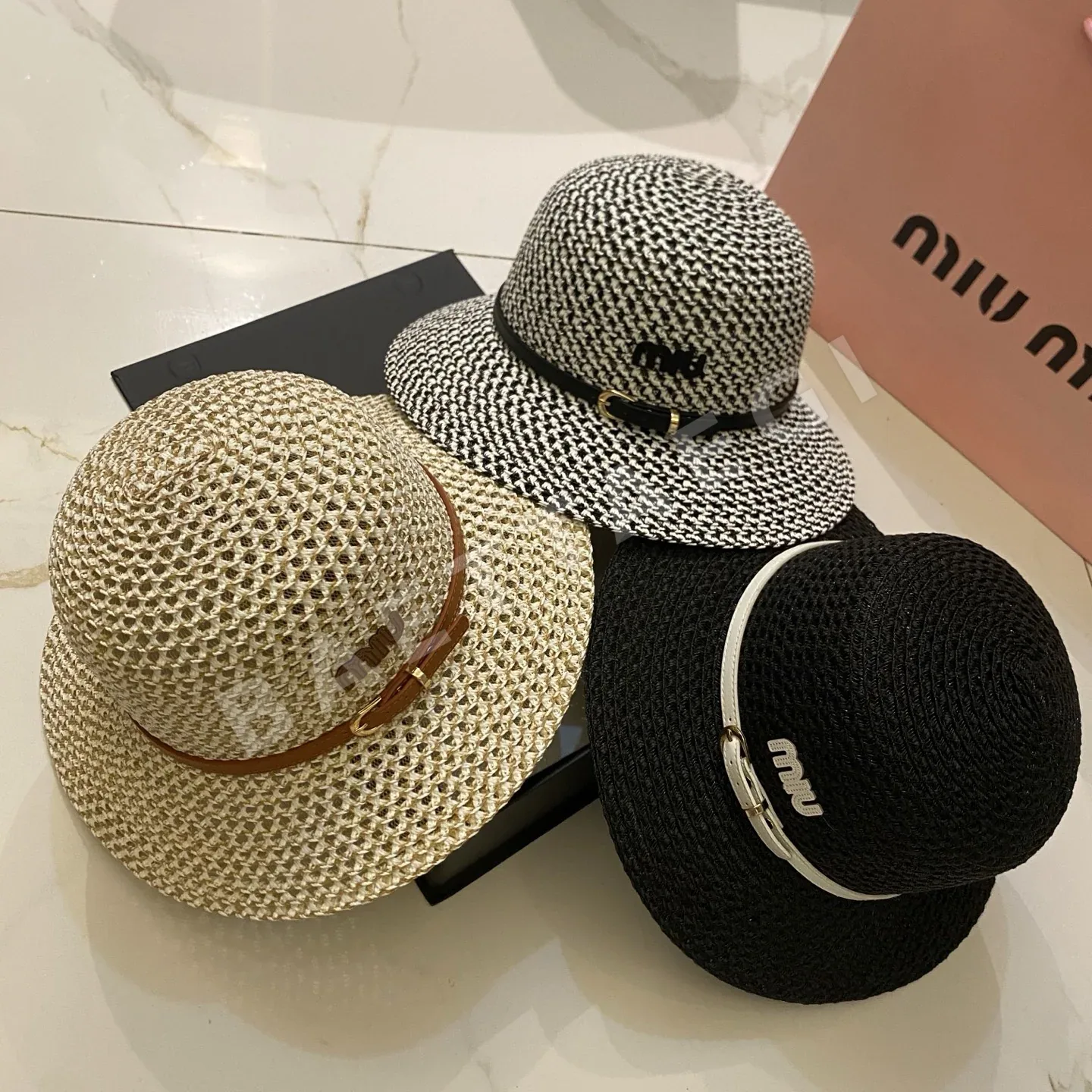 미우미우 밀짚 모자 80743