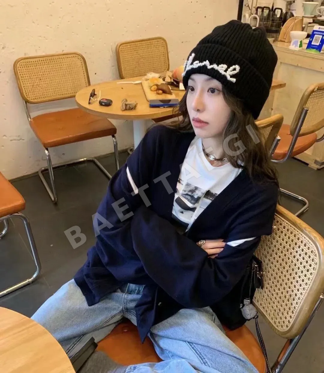샤넬 진주 레터 니트 모자 83047