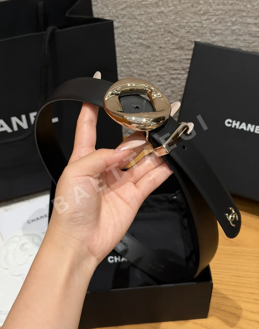 샤넬 가죽 더블 C 로고 벨트 상세 이미지 3