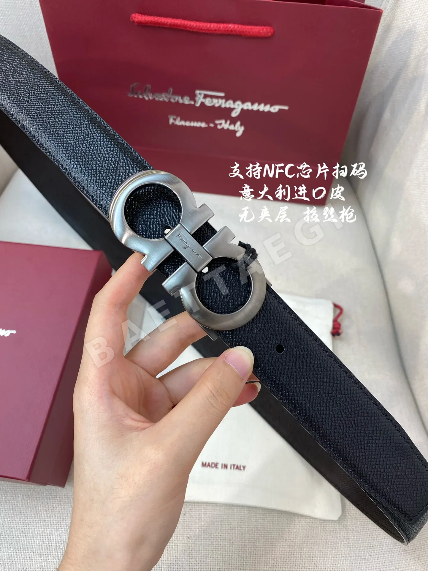 페레가모 천연 가죽 벨트 3.5 CM202500320 상세 이미지 3