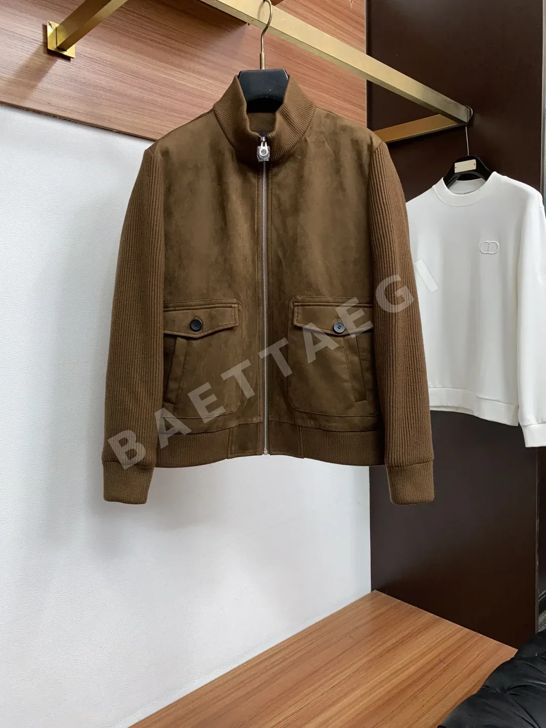 로로피아나 니트 패치워크 다운 자켓 205554