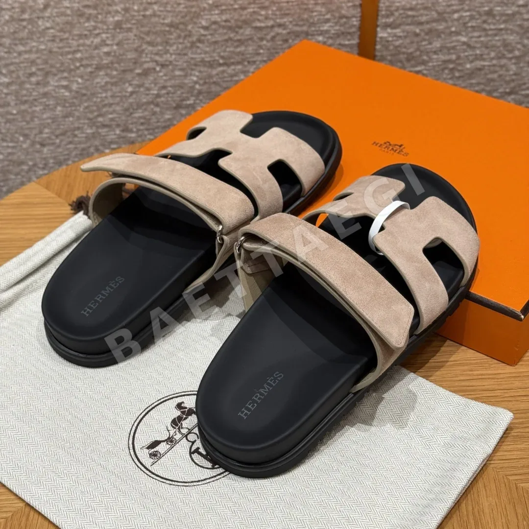 에르메스 시프레 샌들 클레이 베이지 가죽 상세 이미지 4