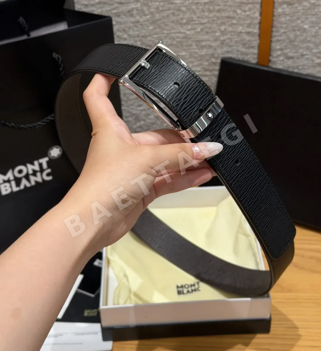 몽블랑 자동 조절 양면 벨트 35mm 상세 이미지 9