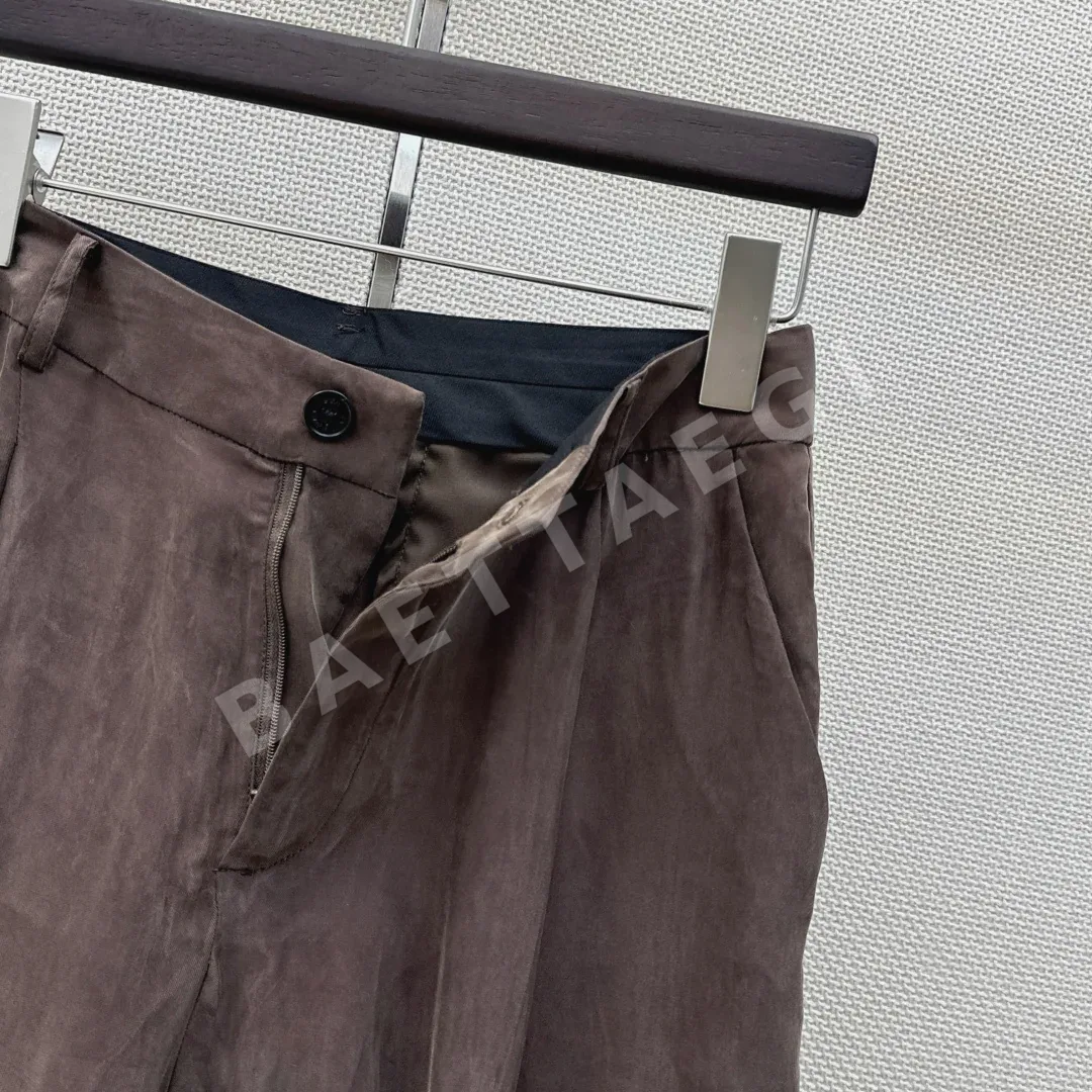 폴로 초콜릿 스트레이트 와이드 레그 여성 바지 상세 이미지 5