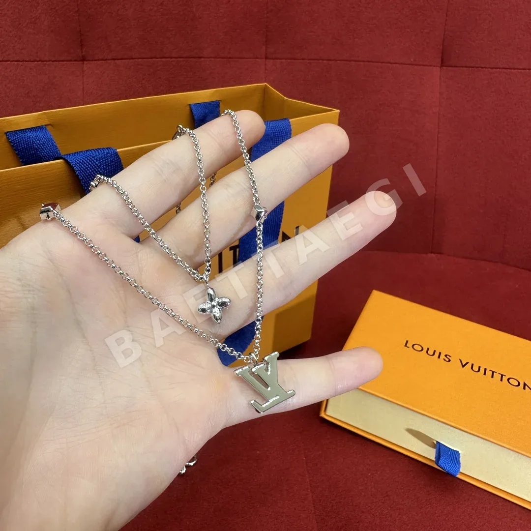 루이비통 모노그램 플라워 큐빅 더블 레이어 목걸이 상세 이미지 2