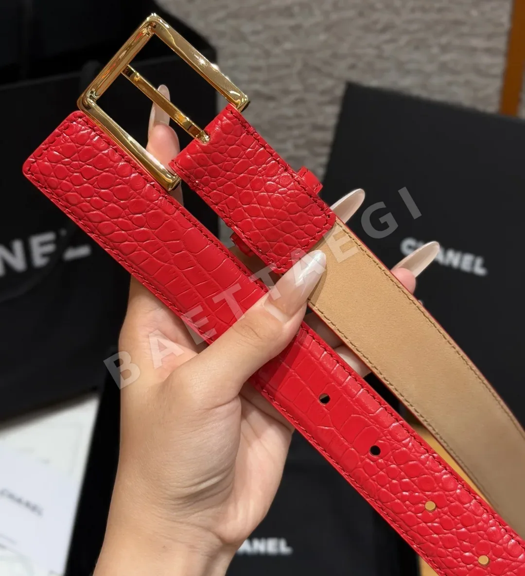 샤넬 악어무늬 소가죽 30mm 벨트 상세 이미지 5