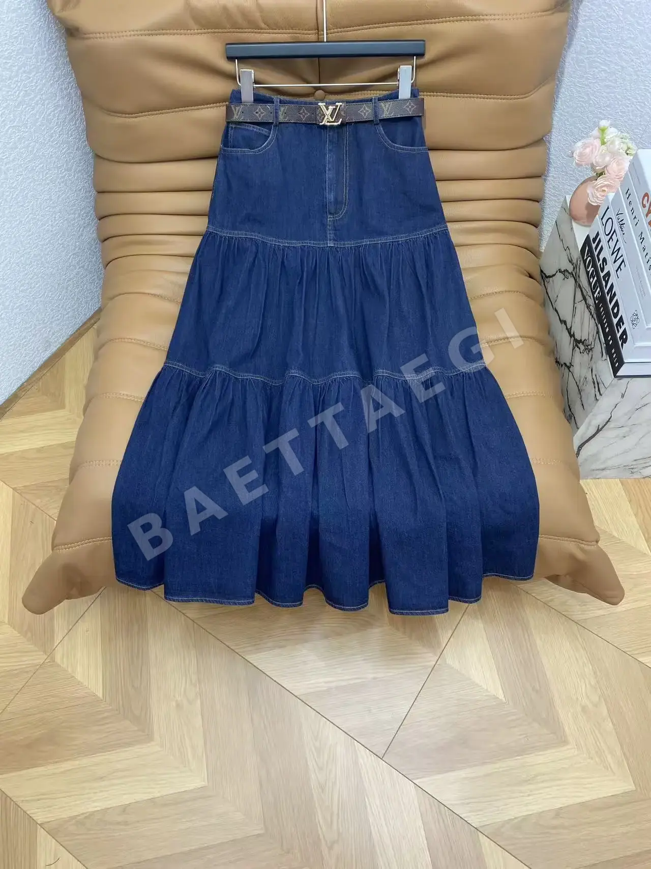 루이비통 데님 미디 스커트 상세 이미지 3