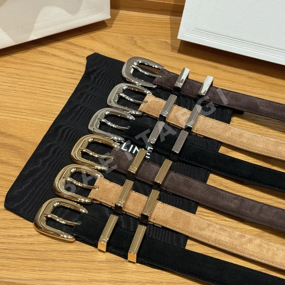 셀린느 웨스턴 골드 버클 스웨이드 소가죽 벨트 상세 이미지 2