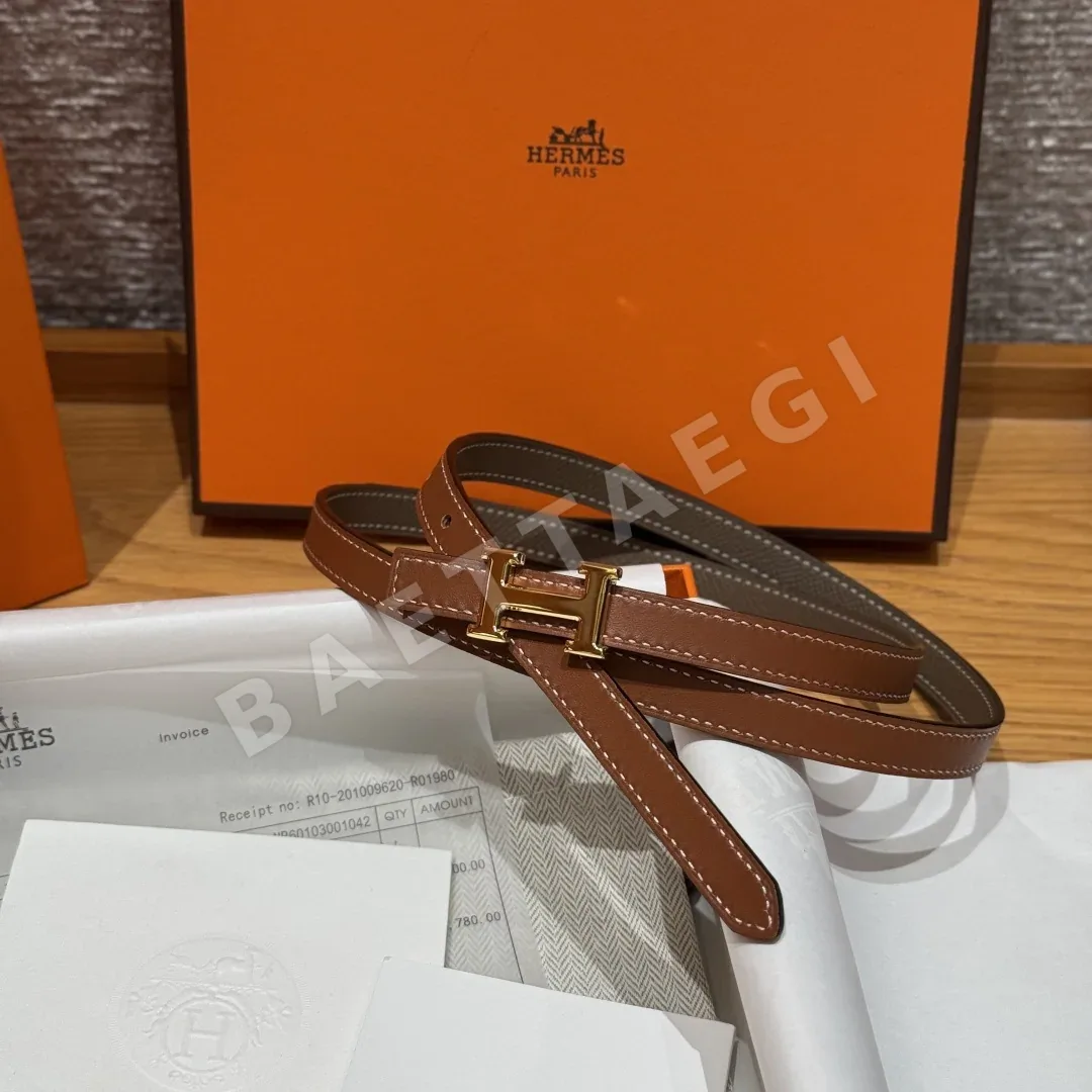 에르메스 미니 H 버클 양면 가죽 벨트 상세 이미지 2