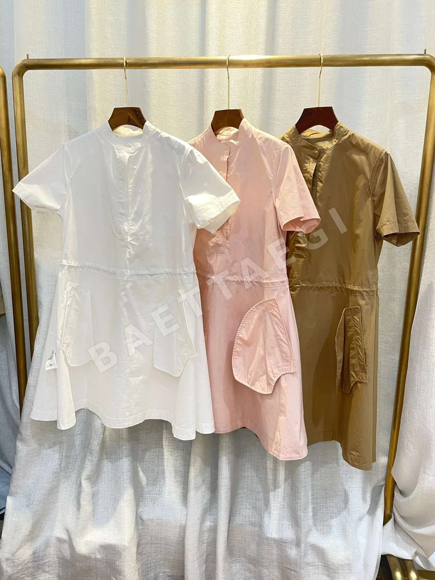 버버리 체크 드로스트링 허리 원피스 상세 이미지 2