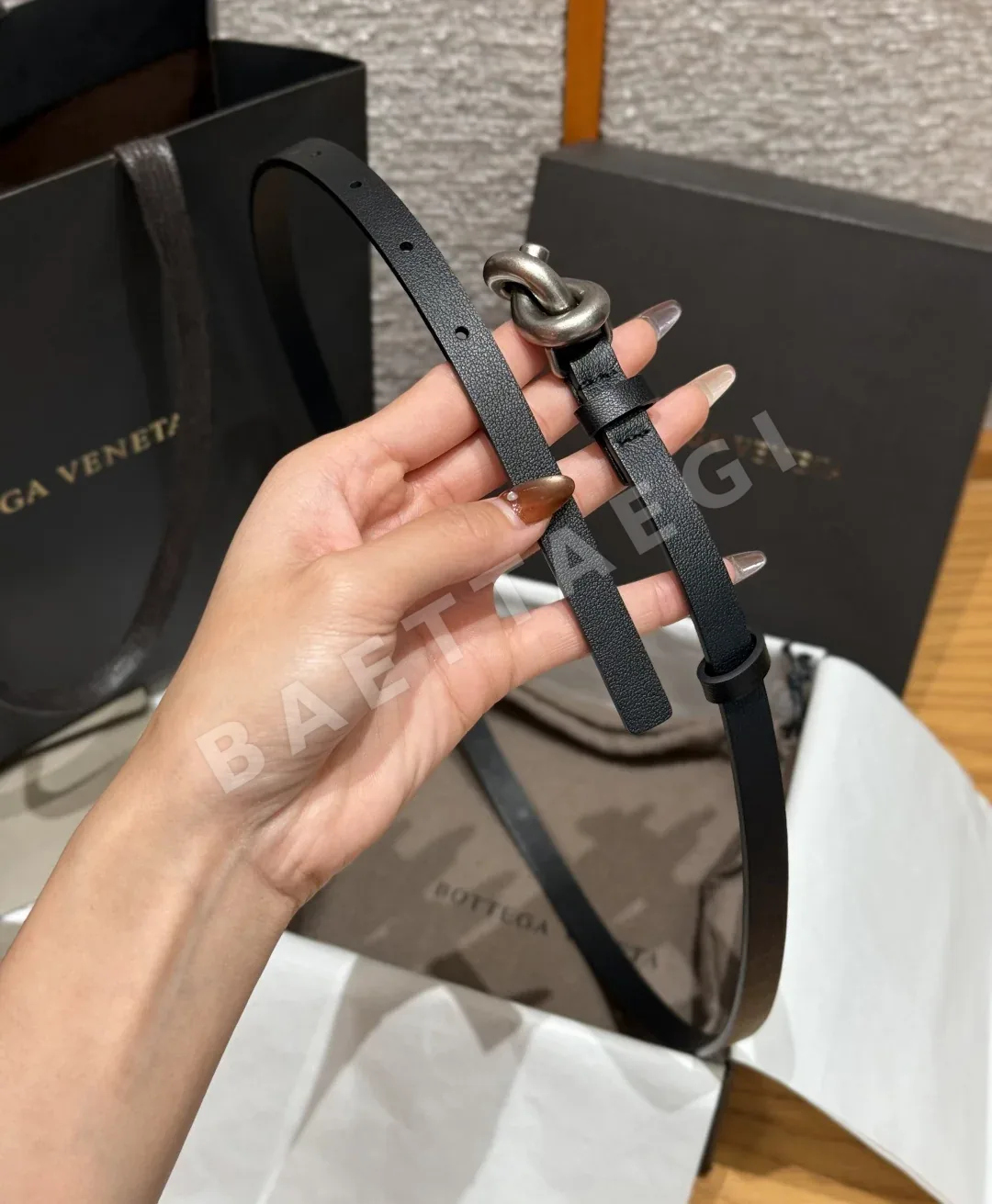 보테가베네타 노트 소가죽 실버장식 벨트 상세 이미지 6