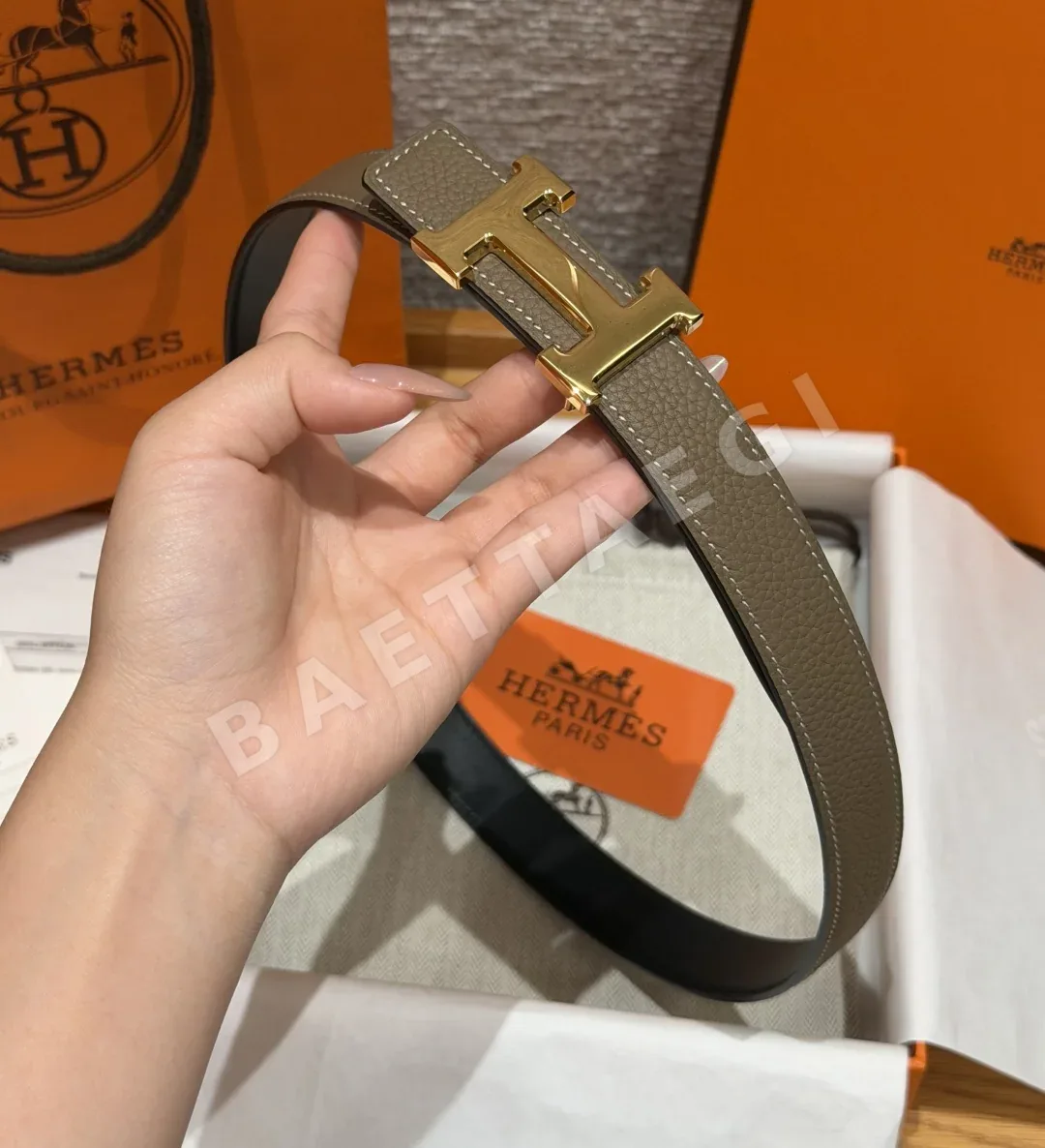 에르메스 H au Carré 리버서블 가죽 벨트 상세 이미지 3