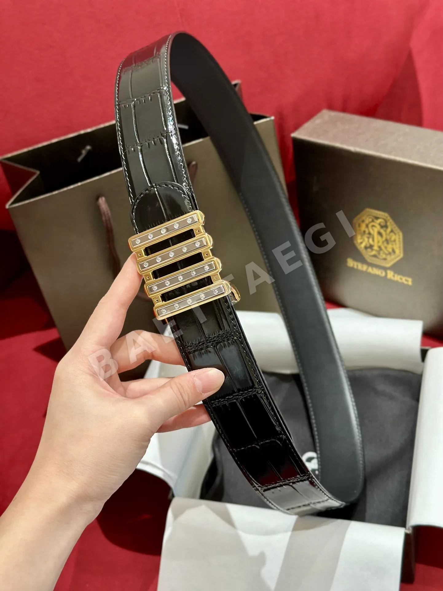 스테파노리치 투각 디자인 소가죽 벨트 상세 이미지 3