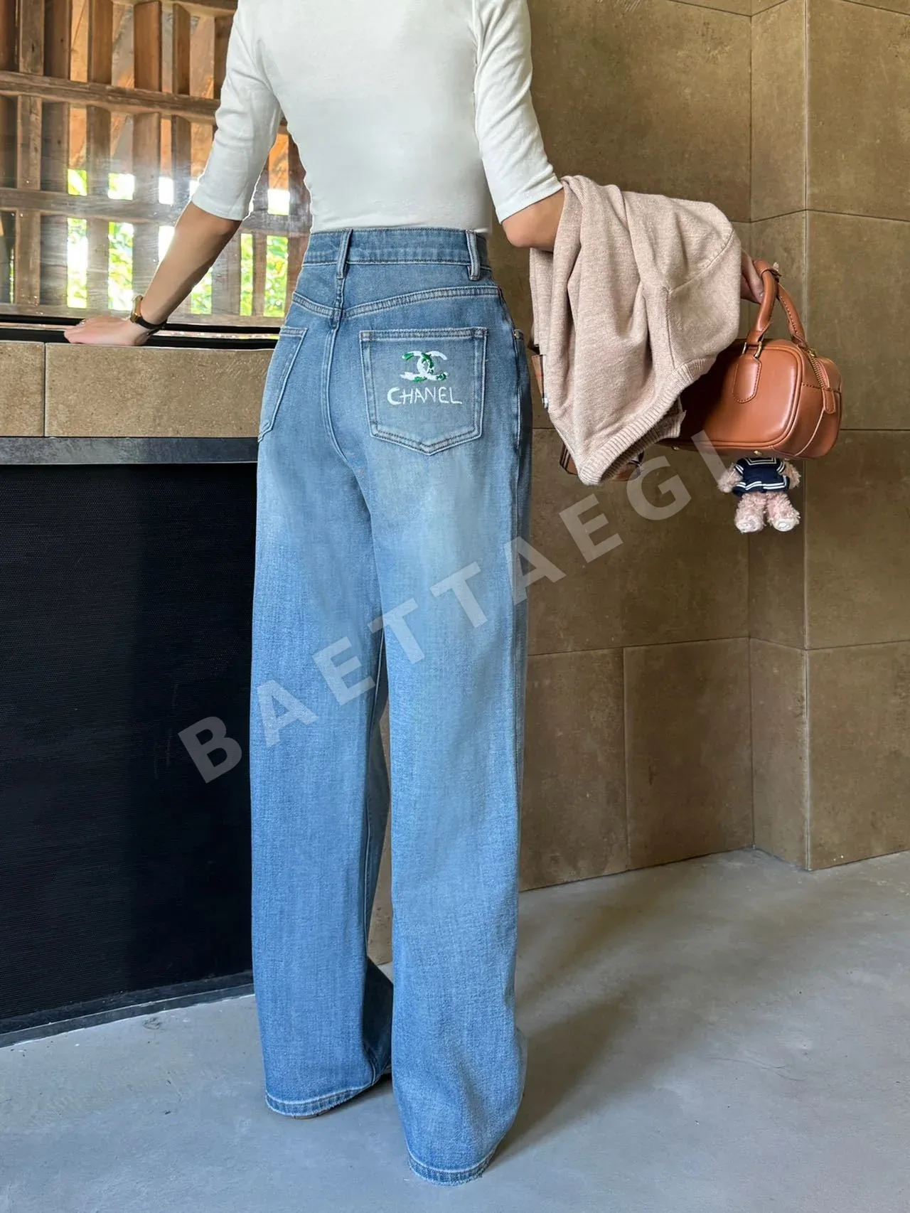 샤넬 스트레이트 레그 데님 여성 바지 상세 이미지 2