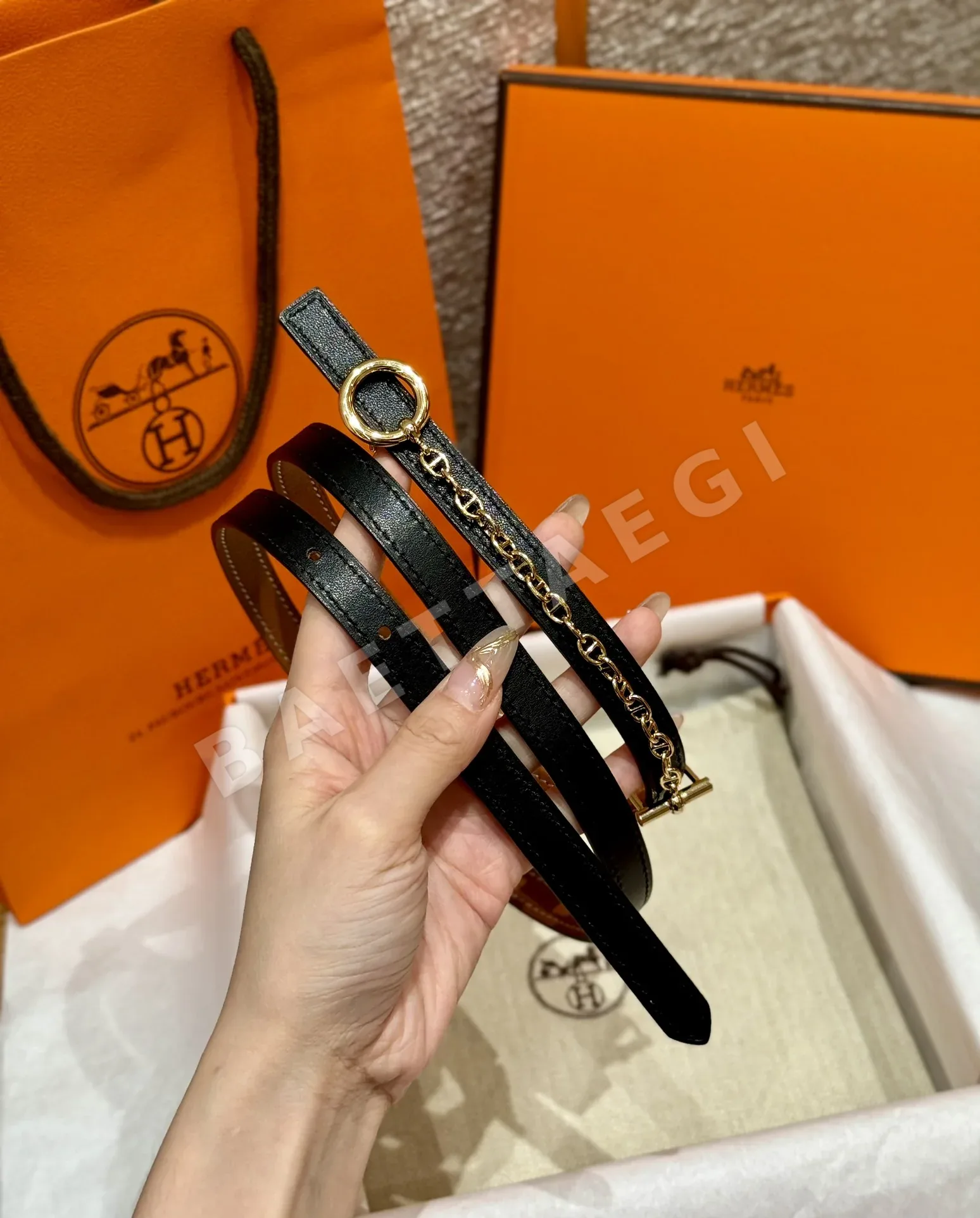 에르메스 팔라듐 도금 보석 장식 슬라이드 벨트 상세 이미지 2