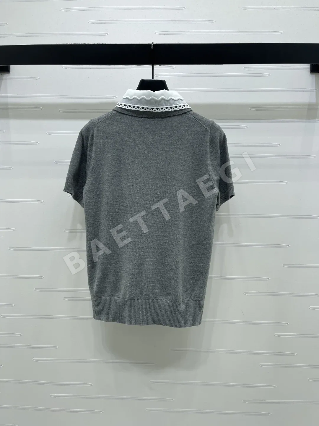 미우미우 피터팬 카라 니트 반팔 티셔츠 상세 이미지 8