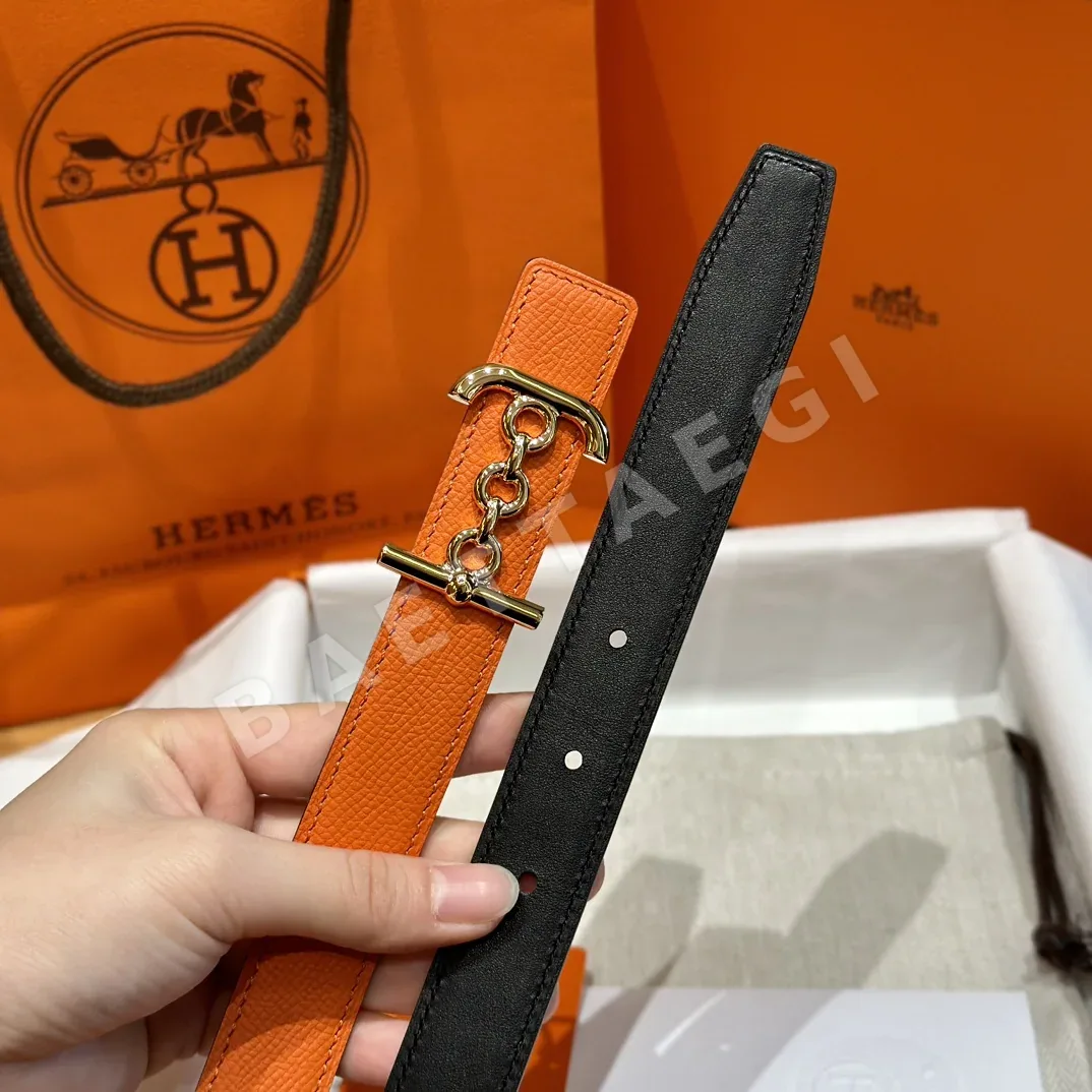 에르메스 H자형 팔라듐 버클 양면 가죽 벨트 상세 이미지 4