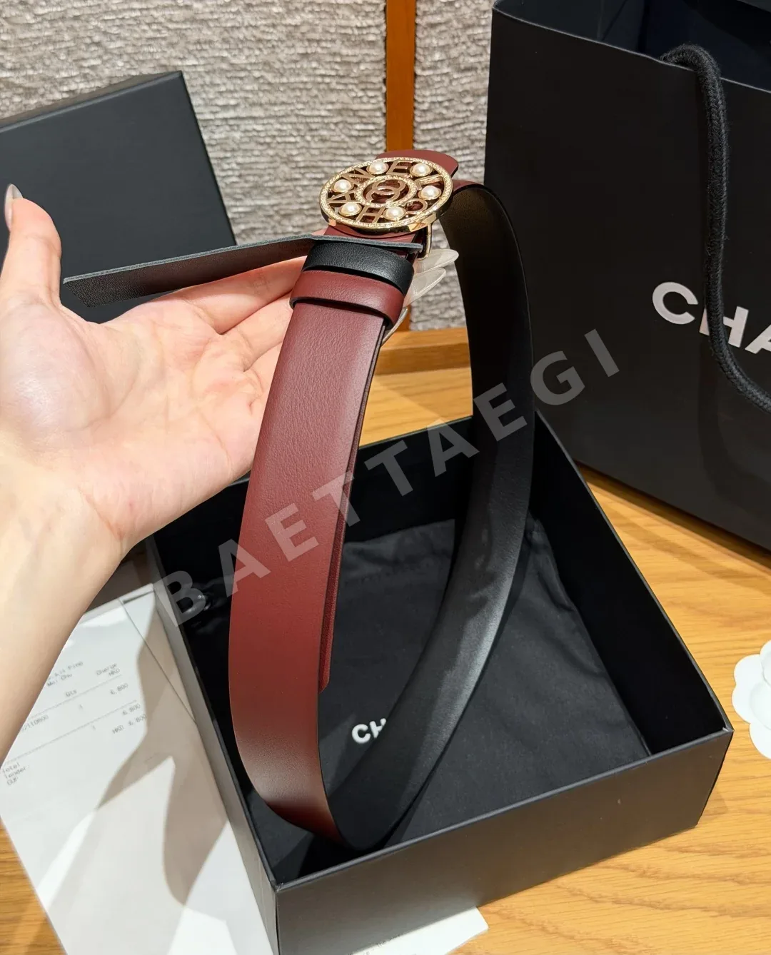 샤넬 리버시블 카프스킨 버클 벨트 상세 이미지 4