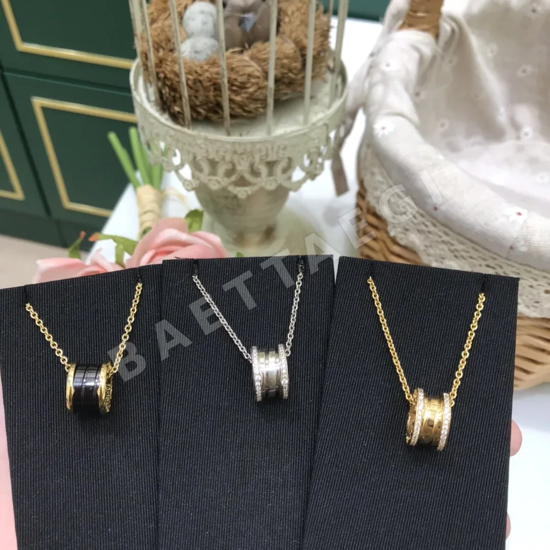 불가리 3 중 링 조절 로고 펜던트 목걸이 64724