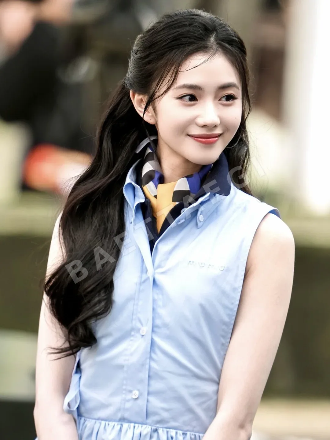미우미우 라이트 블루 포플린 슬리브리스 원피스 상세 이미지 9