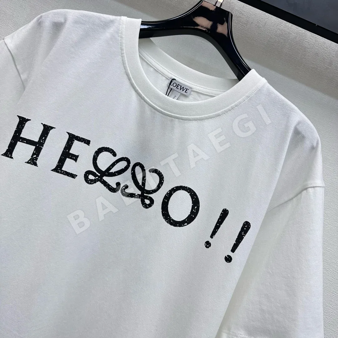 로에베 로고 자수 오버핏 크루넥 반팔 티셔츠 상세 이미지 3