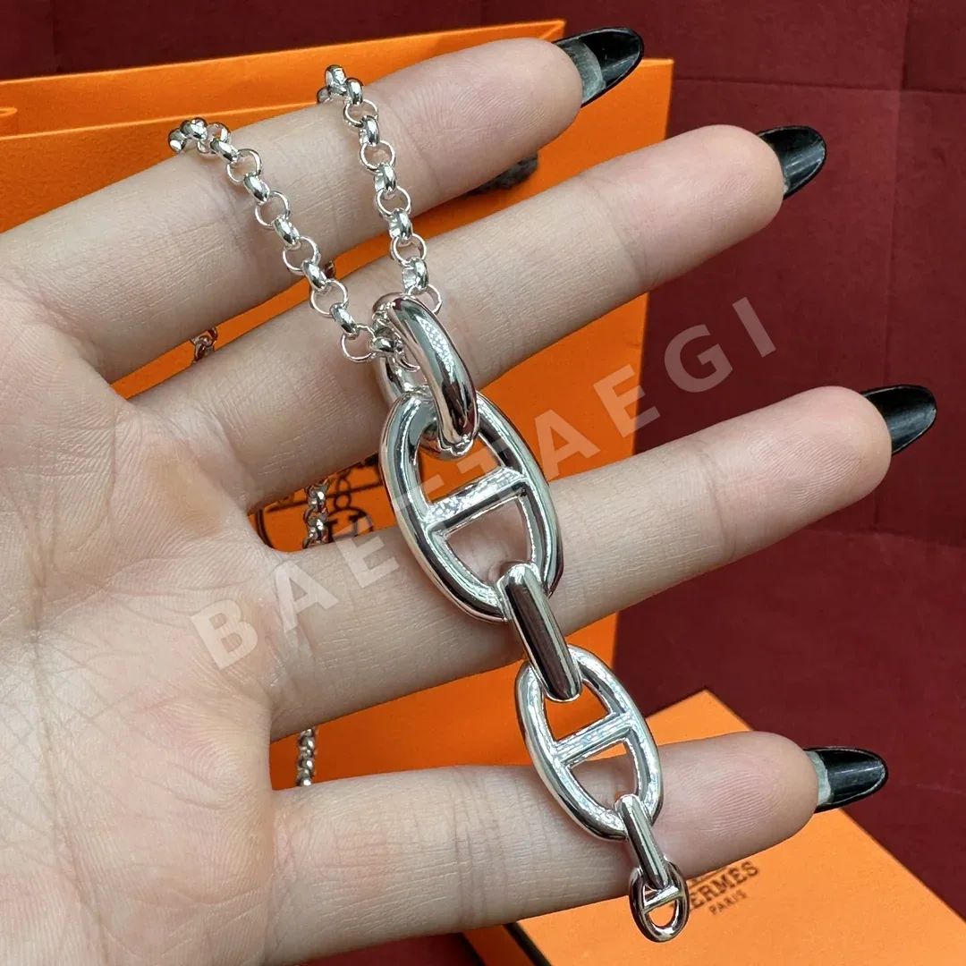 에르메스 앵커 체인 돼지 코 목걸이 상세 이미지 3